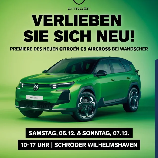 Dieses Wochenende ist es soweit: Der neue Citroën C5 Aircross feiert bei uns in Wilhelmshaven seine große Premiere! ??...